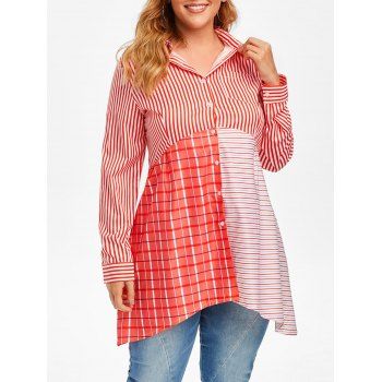 

Plus Size Striped Cut and Sew Shirt, Light pink