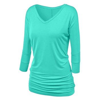 

Plus Size Ruched Batwing Sleeve T Shirt, Green
