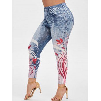 

3D Printed Plus Size Jeggings, Light blue