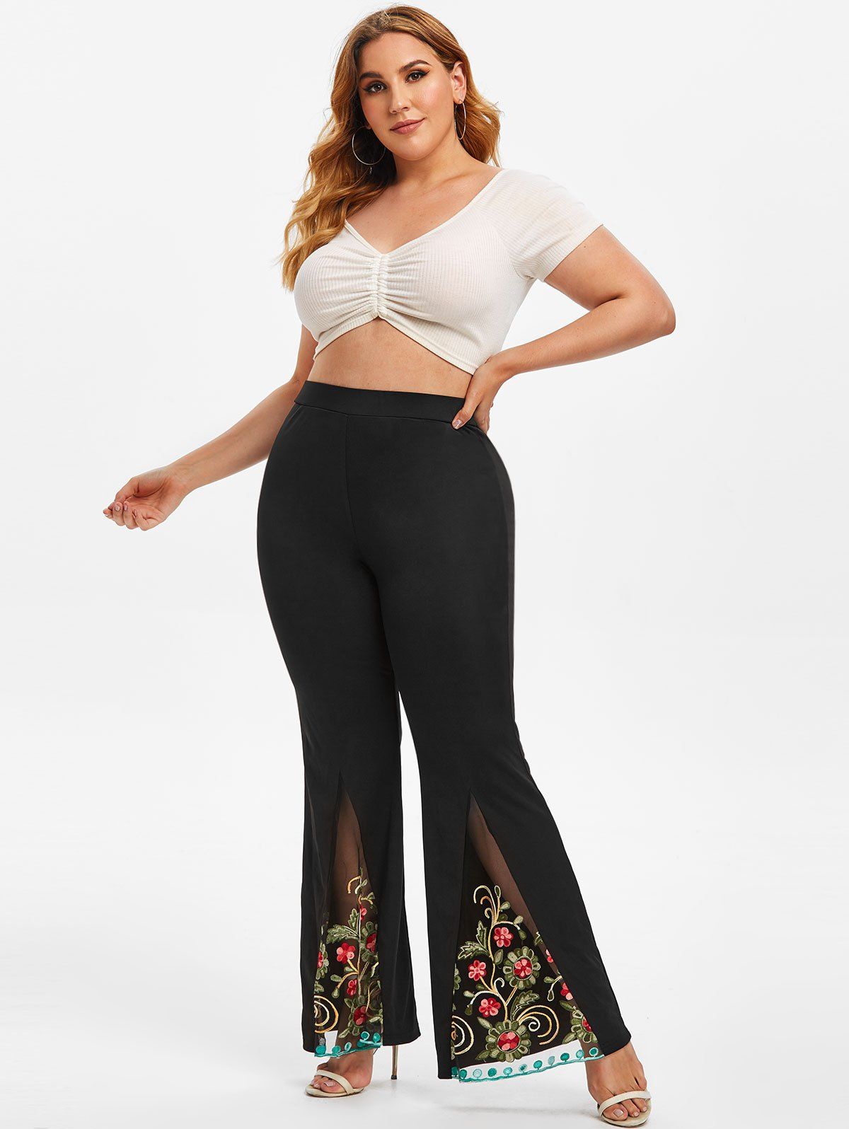 mesh flare pants