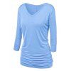 T-shirt Plissé de Grande Taille à Manches Chauve-souris - Bleu clair 5XL