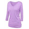 T-shirt Plissé de Grande Taille à Manches Chauve-souris - Violet clair 5XL