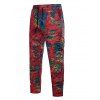 Pantalon Décontracté à Imprimé Arbre à Cordon - Rouge M