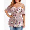 Chemise Florale Taille Empire Grande Taille - Rose clair 5X