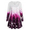 T-shirt en Couleur Ombrée de Grande Taille à Col V - Rose clair 6XL