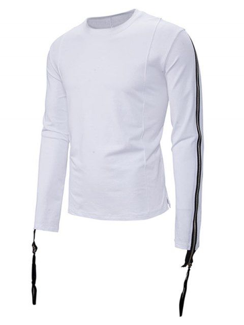 Sweat-shirt Simple Manches Zippées à Col Rond