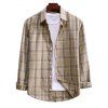 Chemise à Carreaux Manches Longues à Col Relevé - Blanche Amande 2XL