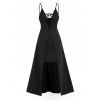 Robe de Bal Fendue à Bretelle Fine à Lacets en Avant - Noir L