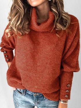 Plus Size Drop Shoulder Turtleneck Sweater