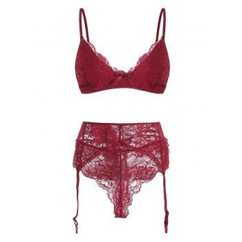 Image of Scalloped Lace Garter Belt Plus Size Lingerie Set