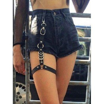 

Punk Buckle Rings PU Thigh Belt, Black