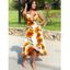Sunflower Print Spaghetti Strap Wrap Maxi Dress - WHITE M