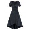 Robe Asymétrique en Couleur Unie à Lacets - Gris Ardoise Foncé 3XL