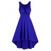 Robe de Bal Haute Basse sans Manches à Volants - Bleu S