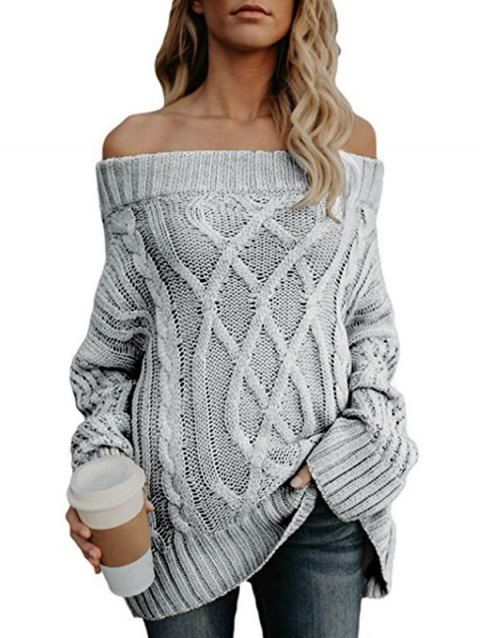 Off The Shoulder Cable Knit Chunky Tunic Sweater