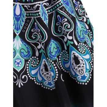 Bohemian Twisted Floral Baroque Print Handkerchief Midi Dress