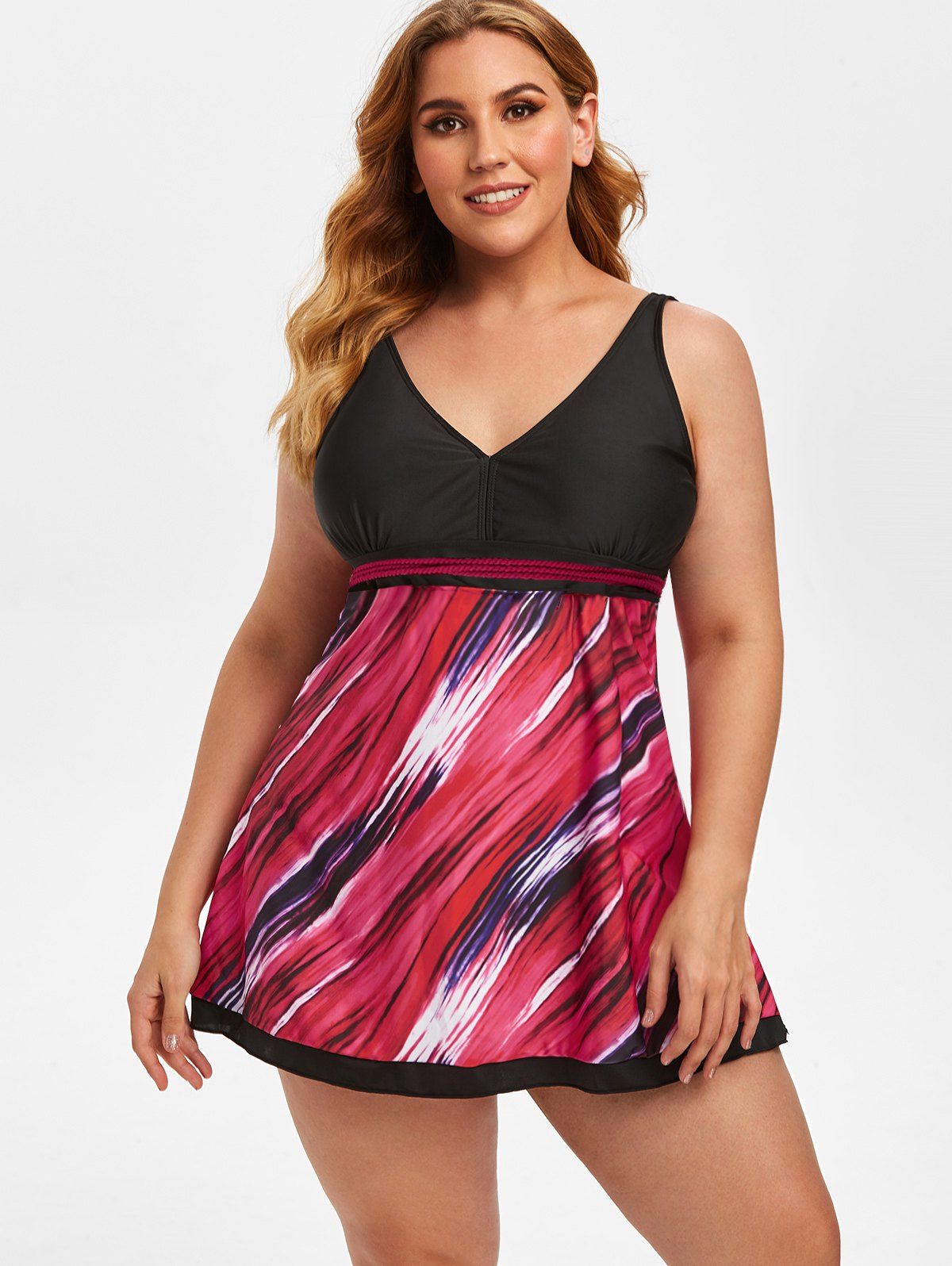 [34% OFF] 2020 Plus Size Tie Dye Low Cut Tankini Swimwear In BLACK ...