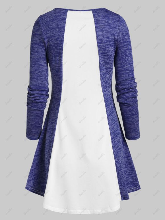 T-shirt Bicolore Long Embellie de Bouton - multicolor A M