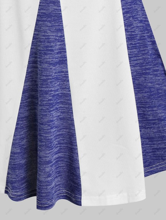 T-shirt Bicolore Long Embellie de Bouton - multicolor A M