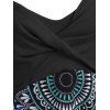 Summer Bohemian Twisted Floral Baroque Print Handkerchief Midi Dress - BLACK M