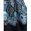 Summer Bohemian Twisted Floral Baroque Print Handkerchief Midi Dress - BLACK L