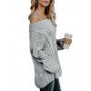 Off The Shoulder Cable Knit Chunky Tunic Sweater - LIGHT GRAY S