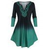 T-shirt Tunique en Couleur Ombrée de Grande Taille - Vert profond 5X
