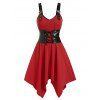 Robe Linge A Irrégulière Bicolore à Lacets - Rouge L