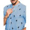 Stand Collar Flamingo Print Long Sleeve Shirt - BLUE 3XL