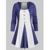 T-shirt Bicolore Long Embellie de Bouton - multicolor A L
