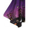 Robe d'Halloween Asymétrique Motif de Chauve-souris et de Nuit à Taille Haute - multicolor A M