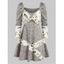 Robe Torsadée Devant à Imprimé Plume à Manches Longues - multicolor A XL