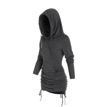 

Kangaroo Pocket Cinched Heathered Hoodie, Ash gray