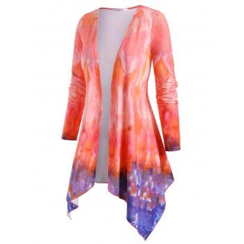 

Tie Dye Open Front Layering Plus Size Top, Orange