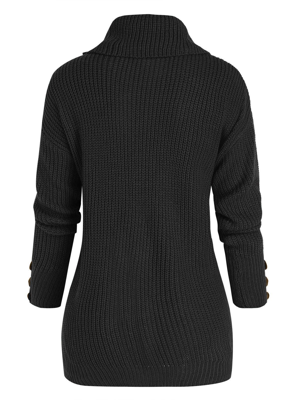 [25% OFF] 2020 Plus Size Drop Shoulder Turtleneck Sweater In BLACK ...