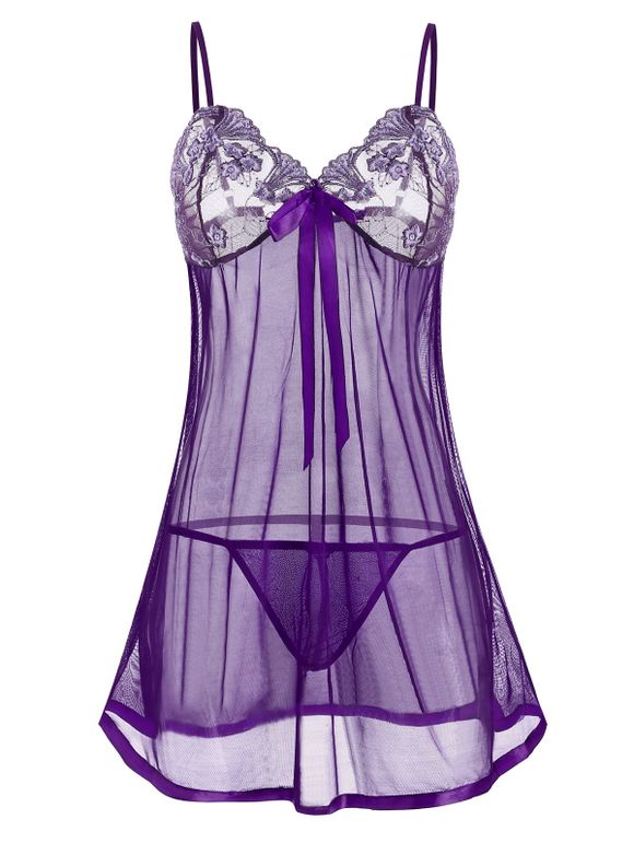 Ensemble de Body Transparent de Grande Taille avec Nœud Papillon - Concorde 5XL