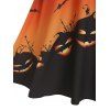 Robe Mi-Mollet d'Halloween à Imprimé Citrouille sans Manches à Taille Haute - multicolor A S