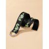 Ceinture Bouclée Dragon Chinois Imprimé en Canevas avec Double Anneau en D - Noir 