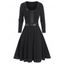 Lace Panel Grommet Trim Mini High Waist Dress - BLACK M