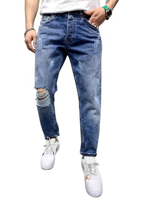 Distressed Destroy Wash Scratch Casual Jeans