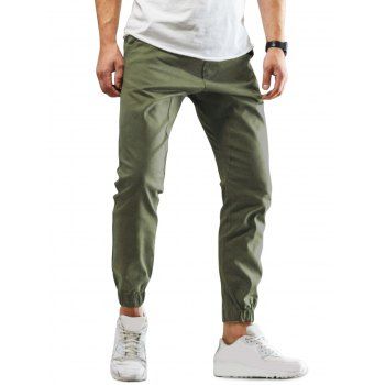 

Solid Drawstring Beam Feet Pants, Army green