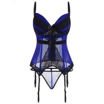 Image of Plus Size Garter Slip Corset Lingerie Set