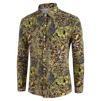 

Plant Leaf Branch Animal Allover Print Shirt, Multicolor g