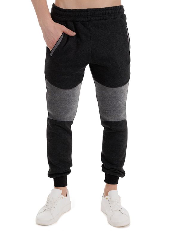 Pantalon de Jogging Décontracté Contrasté Jointif - Noir XL