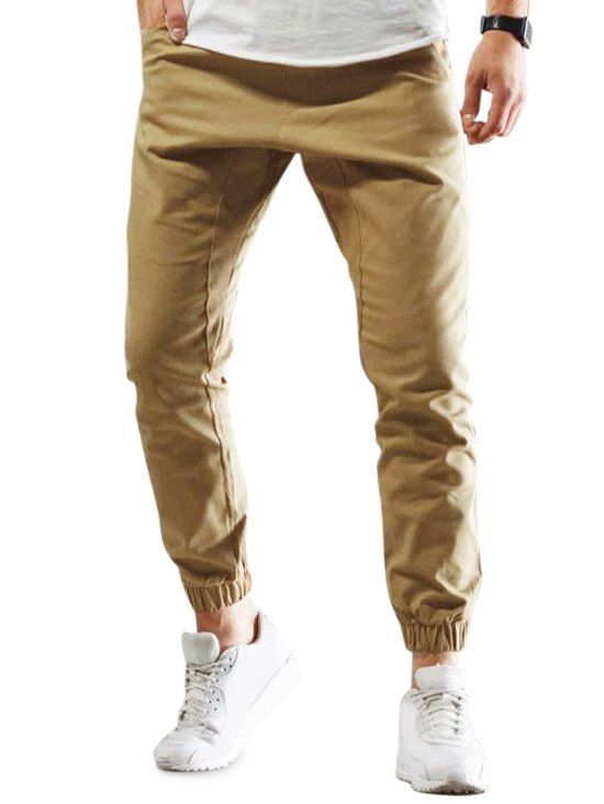 Pantalon en Couleur Unie à Pieds Etroits - Kaki XL