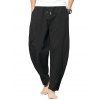 Pantalon Décontracté Simple à Ourlet Fendu à Cordon - Noir L