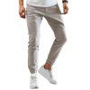 Pantalon en Couleur Unie à Pieds Etroits - Gris Clair M