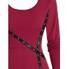 Grommet Mesh Insert High Waist Asymmetrical Long Dress - LAVA RED M