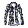 Tropical Leaf Pineapple Print Button Down Shirt - MIDNIGHT BLUE 2XL