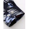 Tropical Leaf Flower Print Button Up Long Sleeve Shirt - BLACK XS